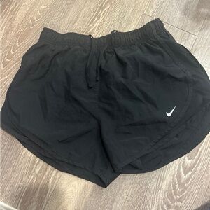 Nike Women's Black Athletic Shorts with White Logo